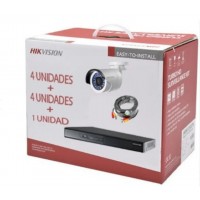 KIT DVR 4ch + 4 Bullet IP66 + 4 Rollos BNC 20mt + HDD 1TB Hikvision