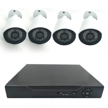KIT HD DVR AHD 4 CANALES 720P + 4 CAMARAS HD AHD 720P IR 20M 3.6MM